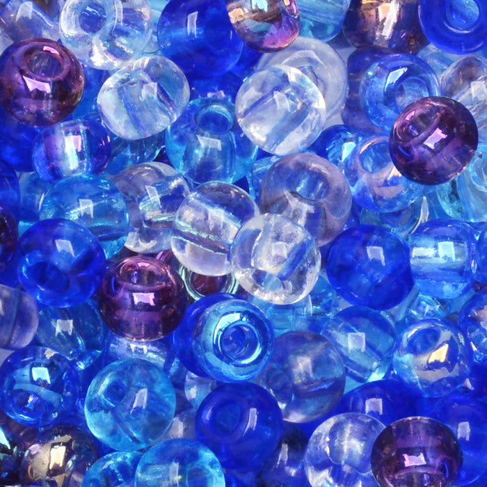 Czech Glass Seed Beads, 6/0 Round, Carribean Blue Mix (20 Gram Tube)