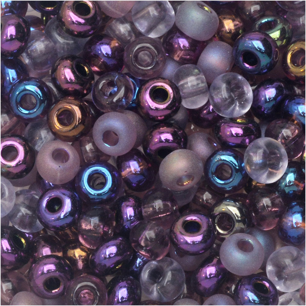 Czech Glass Seed Beads, 6/0 Round, Lilac Purple Mix (20 Gram Tube)