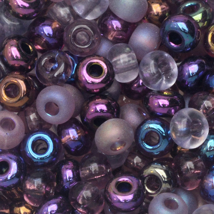Czech Glass Seed Beads, 6/0 Round, Lilac Purple Mix (20 Gram Tube)