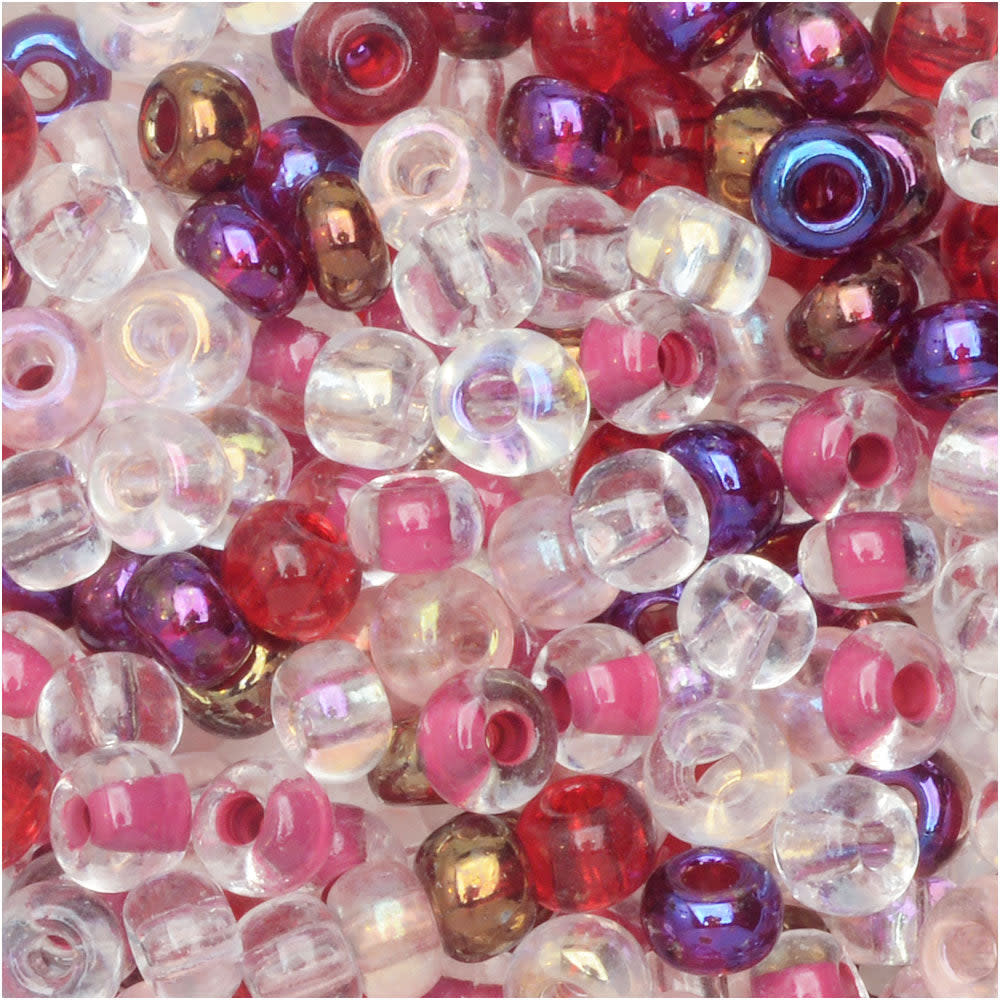 Czech Glass Seed Beads, 6/0 Round, Strawberry Fields Mix (20 Gram Tube)
