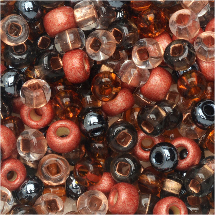 Czech Glass Seed Beads, 6/0 Round, Grey Copper Mix (24 Gram Tube)