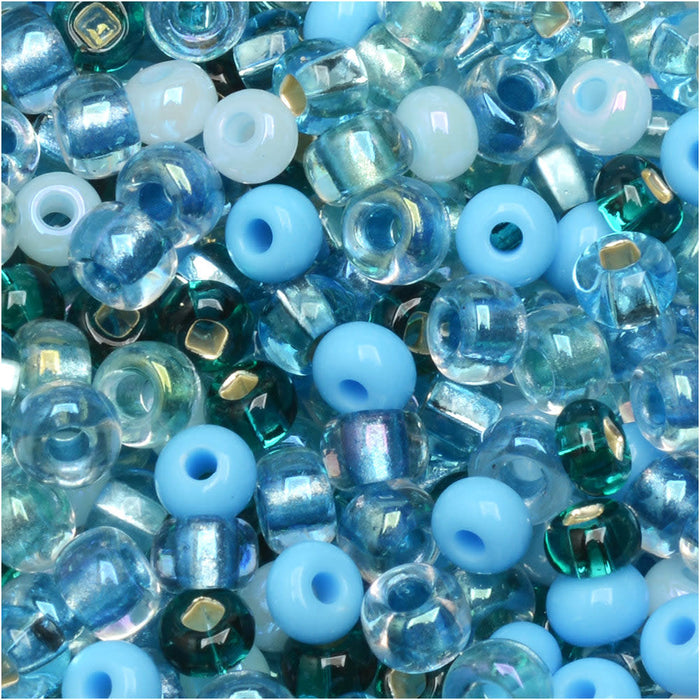 Czech Glass Seed Beads, 6/0 Round, Miami Surf Mix (24 Gram Tube)