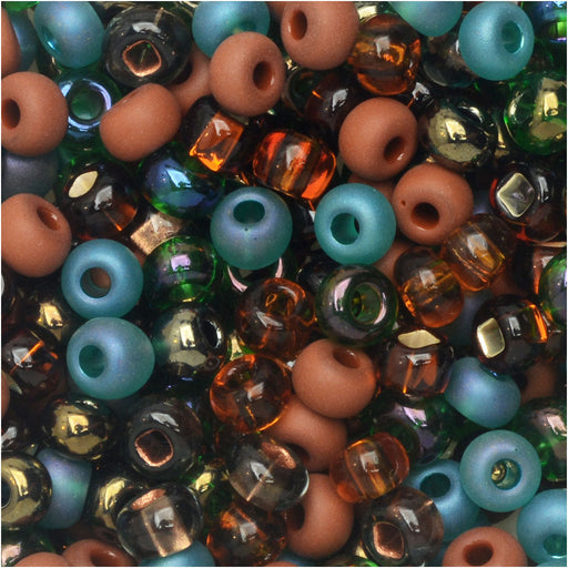 Czech Glass Seed Beads, 6/0 Round, Rainforest Mix (24 Gram Tube)