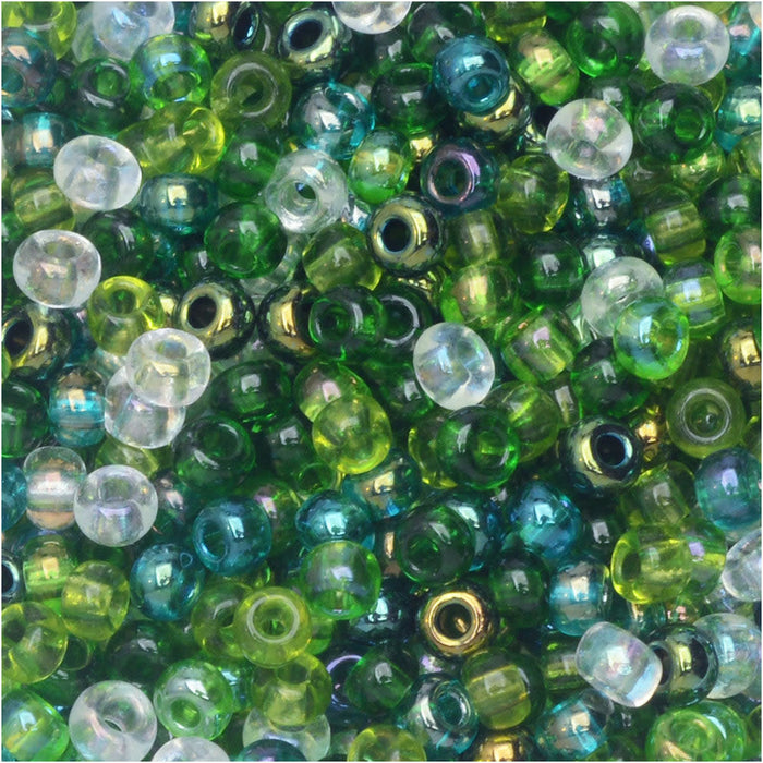 Czech Glass Seed Beads, 8/0 Round, Evergreen Mix (22 Gram Tube)