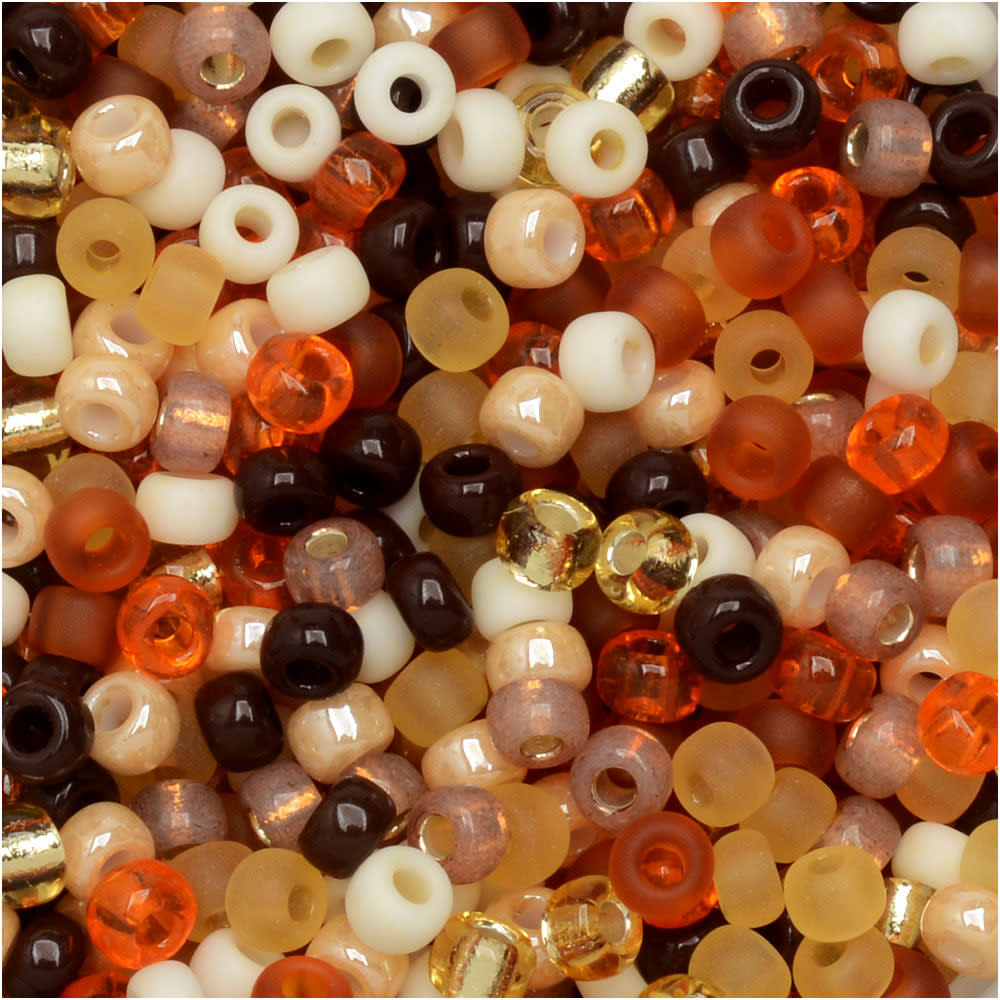 Czech Glass Seed Beads, 8/0 Round, Wheatberry Mix (22 Gram Tube)