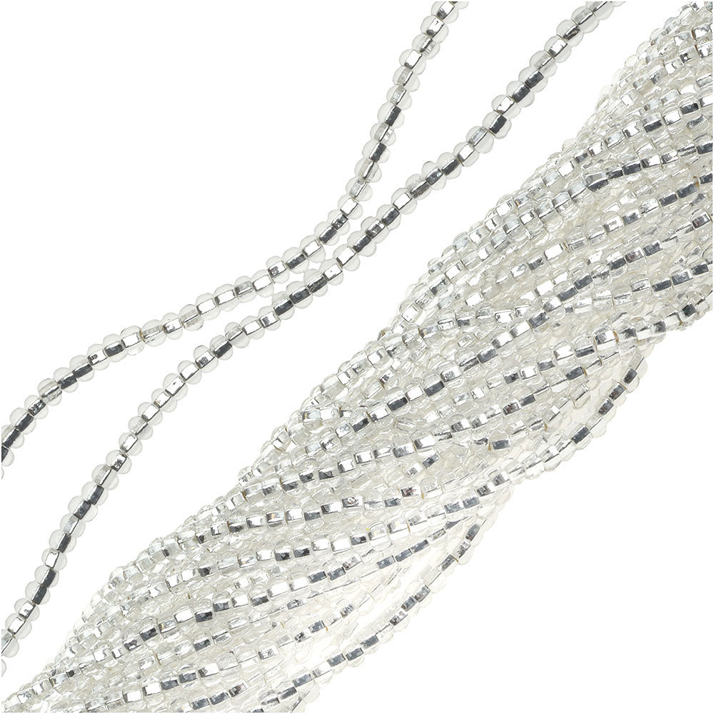 Czech Seed Beads 11/0 Crystal Silver Foil Lined, 1 Hank