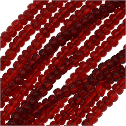 Czech Seed Beads Size 11/0 Translucent Garnet Red (1 Hank)