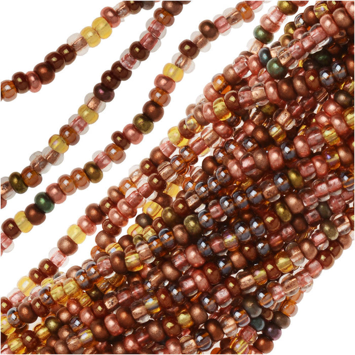 Czech Glass Seed Beads, 11/0 Round, 1 Hank, Non Cents Copper Mix