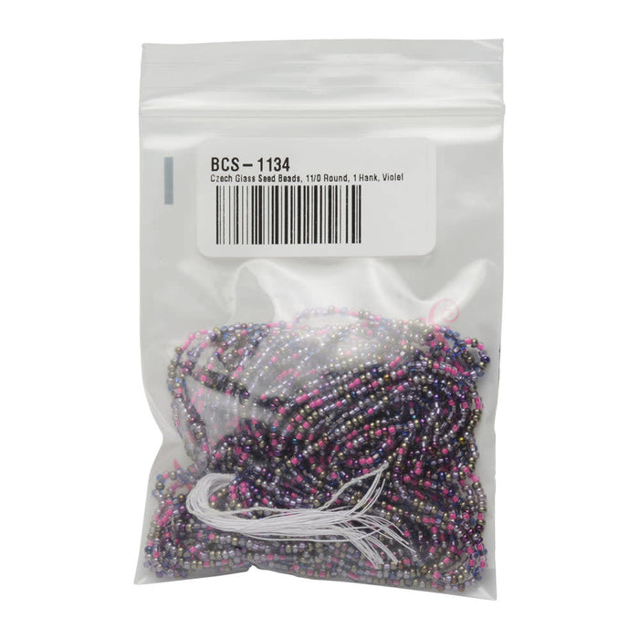 Czech Glass Seed Beads, 11/0 Round, 1 Hank, Violet Berry Mix