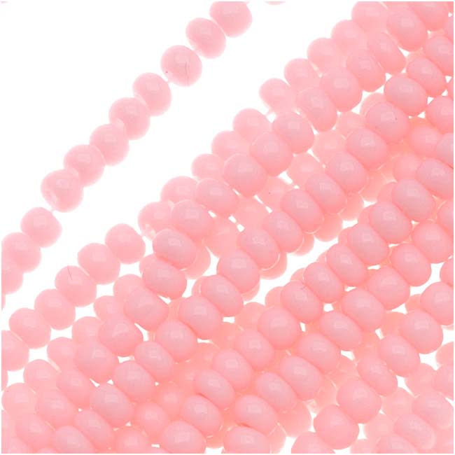 Czech Glass Seed Beads, 11/0 Round, 1 Hank, Baby Pink Opaque