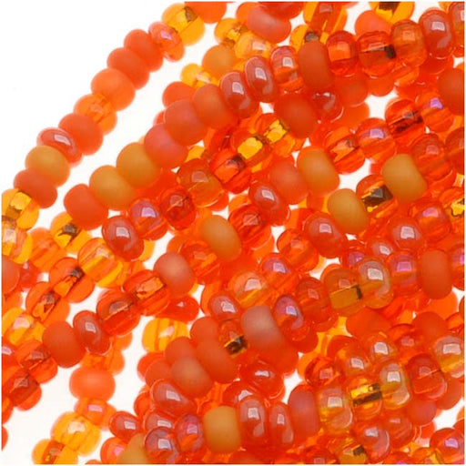 Czech Glass Seed Beads, 11/0 Round, 1 Hank, L.A. Sunset Orange Mix