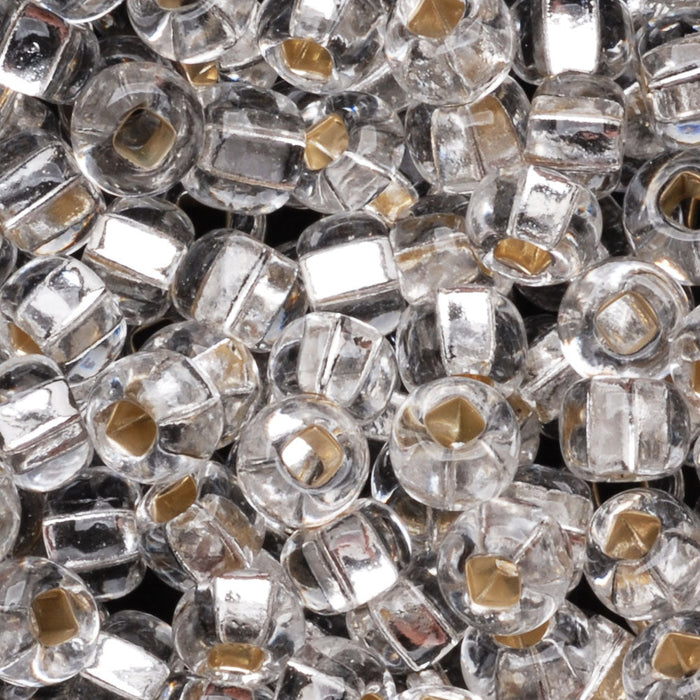 Czech Seed Beads 6/0 Crystal Silver Foil Lined (1 Ounce)