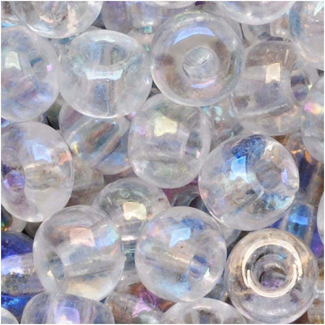 Czech Seed Beads Size 6/0 Crystal Clear AB (1 Ounce)