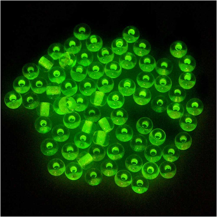 Czech Glass Seed Beads, 6/0 Round, Glow In The Dark Lined Crystal (1 Ounce)