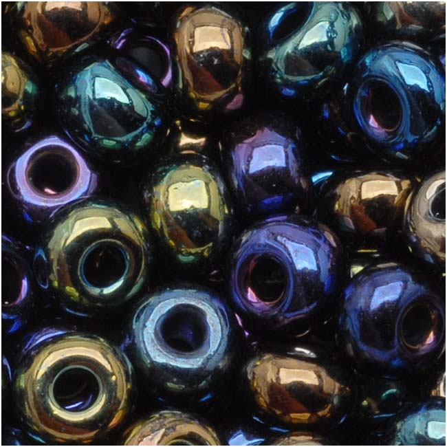 Czech Glass Seed Beads, 6/0 Round, Metallic Iris Blue Mix (1 Ounce)