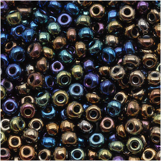 Czech Glass Seed Beads, 6/0 Round, Metallic Iris Blue Mix (1 Ounce)