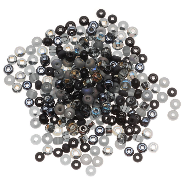 Czech Glass Seed Beads, 6/0 Round, Witches Brew Black Iris Mix (1 Ounce)