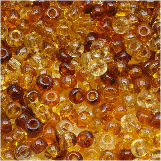 Czech Glass Seed Beads, 6/0 Round, Tortoise Brown Mix (1 Ounce)