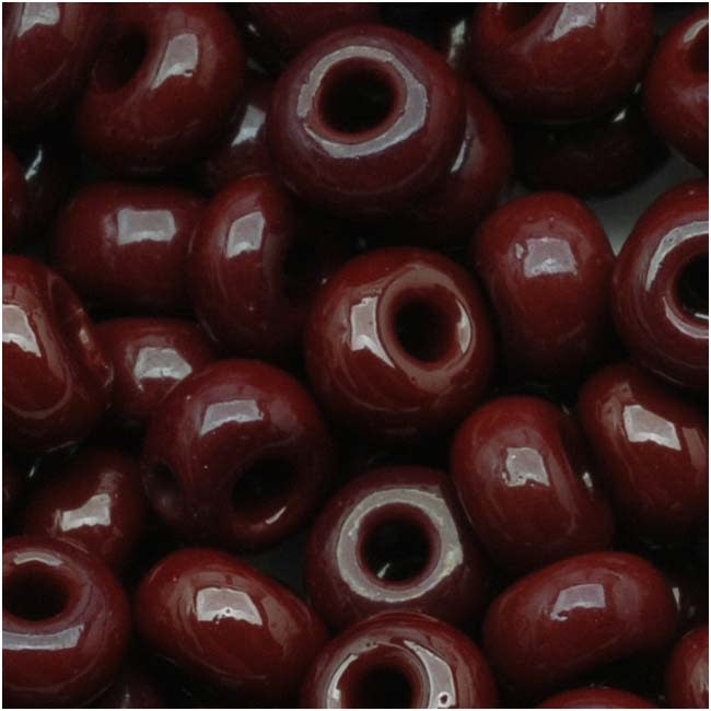 Czech Glass Seed Beads, 6/0 Round, Dark Brown Opaque (1 Ounce)