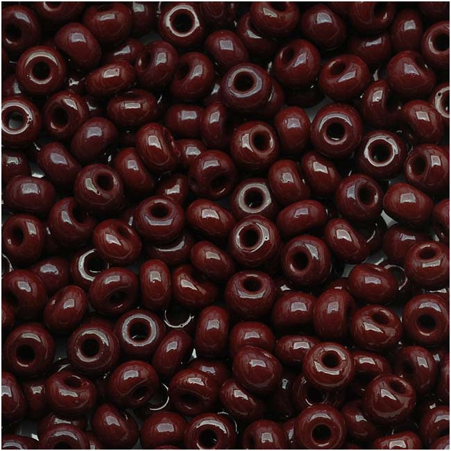 Czech Glass Seed Beads, 6/0 Round, Dark Brown Opaque (1 Ounce)