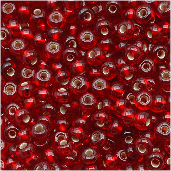Czech Seed Beads 6/0 Ruby Red Silver Lined (1 Ounce)