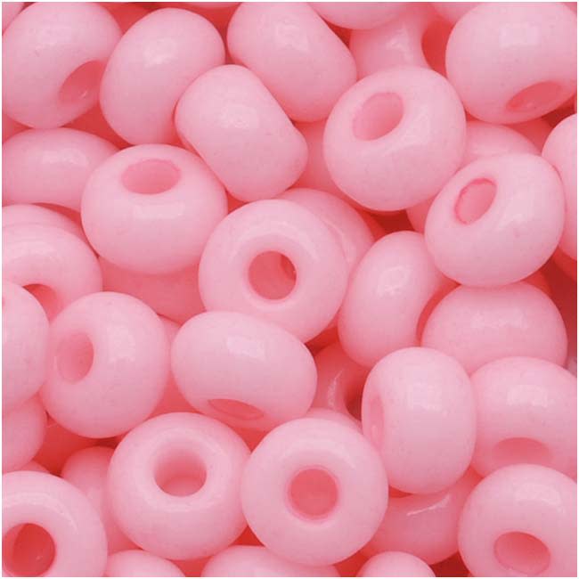 Czech Glass Seed Beads, 6/0 Round, Baby Pink Opaque (1 Ounce)