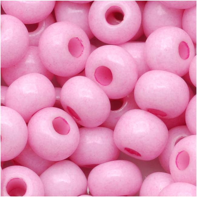 Czech Glass Seed Beads, 6/0 Round, Lilac Pink Opaque (1 Ounce)