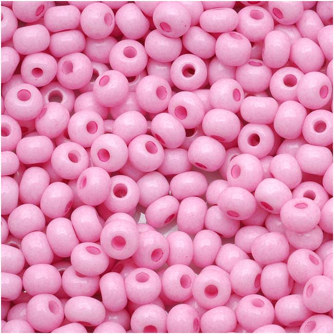 Czech Glass Seed Beads, 6/0 Round, Lilac Pink Opaque (1 Ounce)
