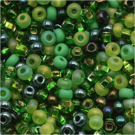 Czech Glass Seed Beads, 6/0 Round, Irish Green Mix (1 Ounce)