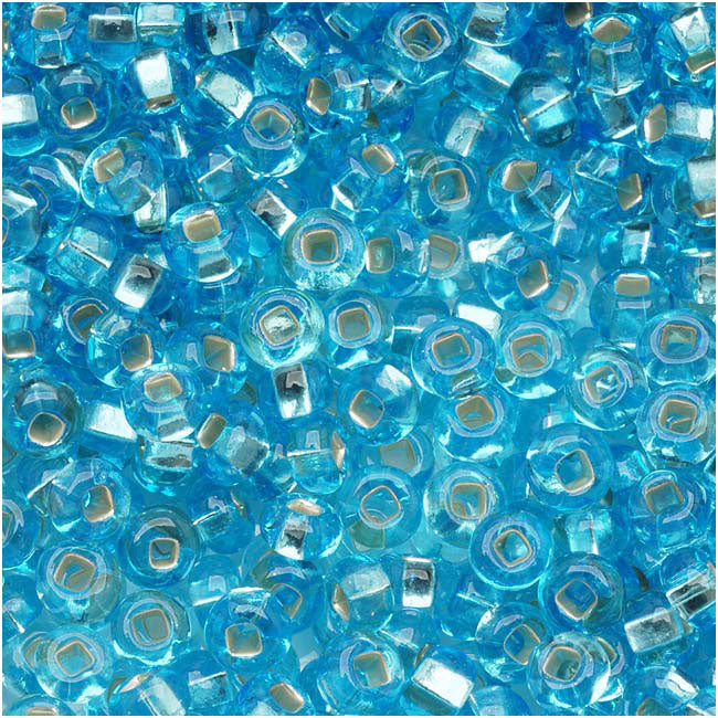 Czech Seed Beads 6/0 Aquamarine Blue Silver Lined (1 Ounce)