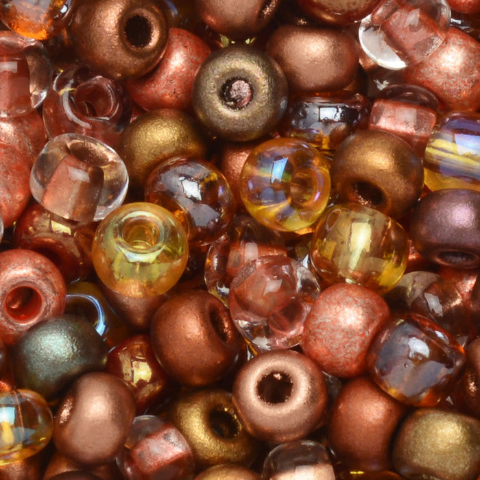 Czech Glass Seed Beads, 6/0 Round, Non Cents Copper Mix (1 Ounce)