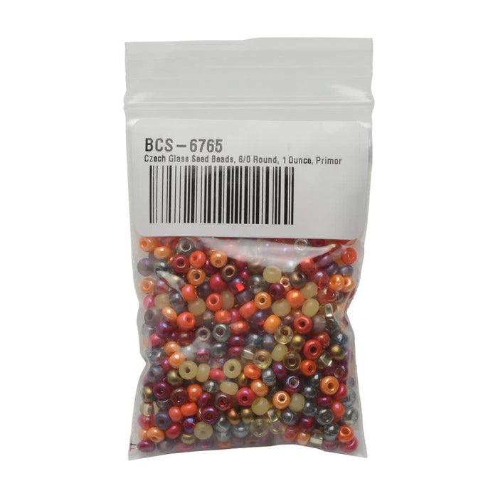 Czech Glass Seed Beads, 6/0 Round, Autumn Mix (1 Ounce)