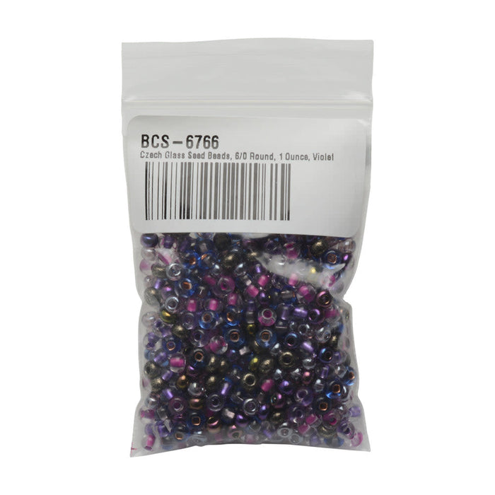 Czech Glass Seed Beads, 6/0 Round, Violet Berry Mix (1 Ounce)