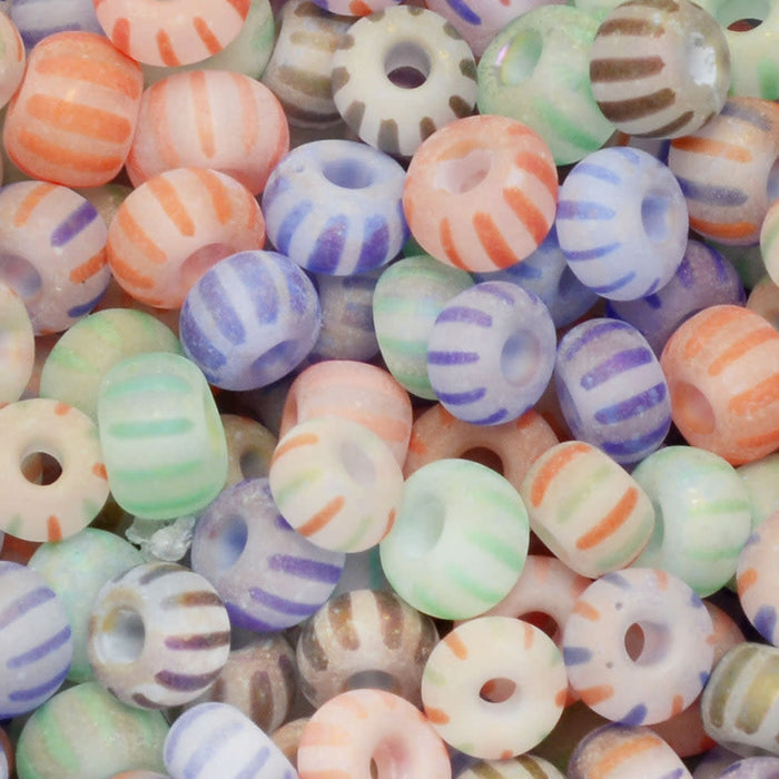 Czech Glass Seed Beads, 6/0 Round, Rainbow Stripe Mix (1 Ounce)