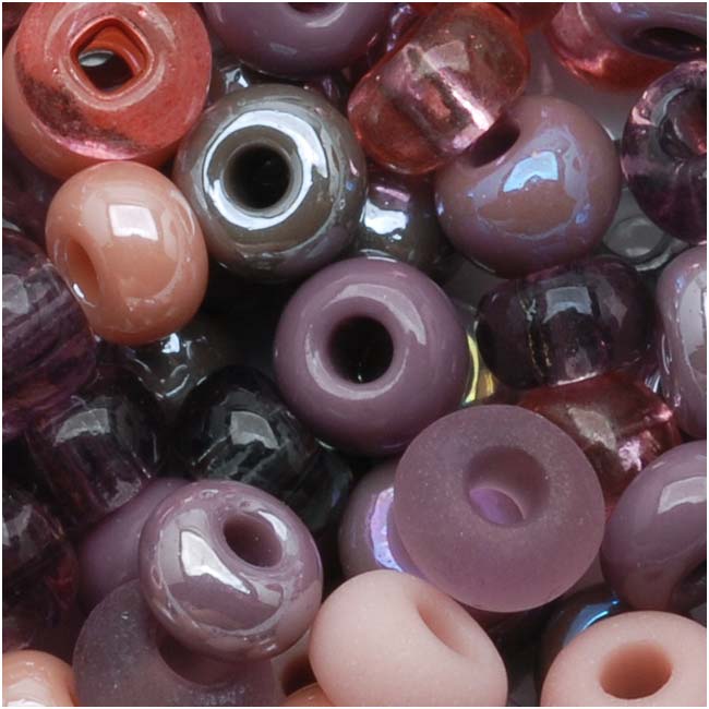Czech Glass Seed Beads, 6/0 Round, Mauve Whispers Purple Mix (1 Ounce)