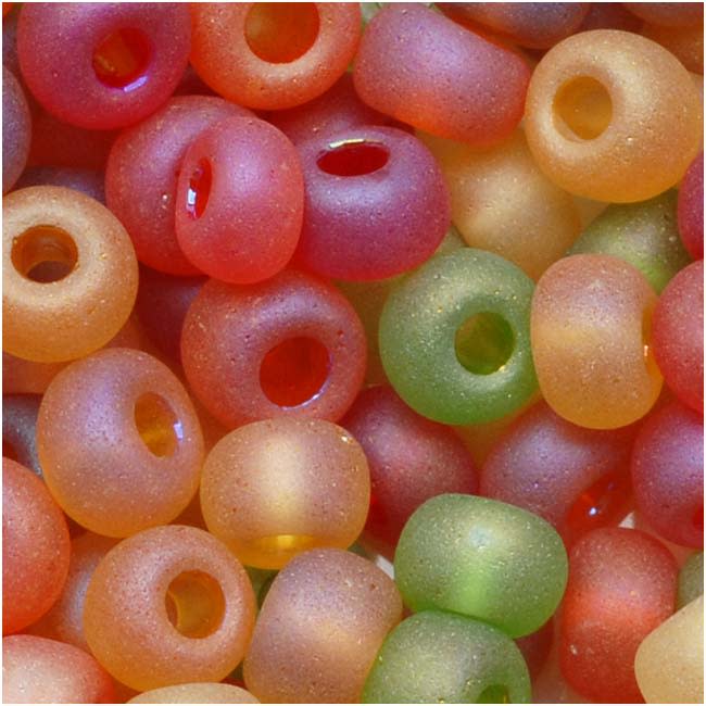 Czech Glass Seed Beads, 6/0 Round, Fall Harvest Green & Orange Mix (1 Ounce)