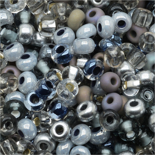 Czech Glass Seed Beads, 6/0 Round, Silver Wares Silver Mix (1 Ounce)