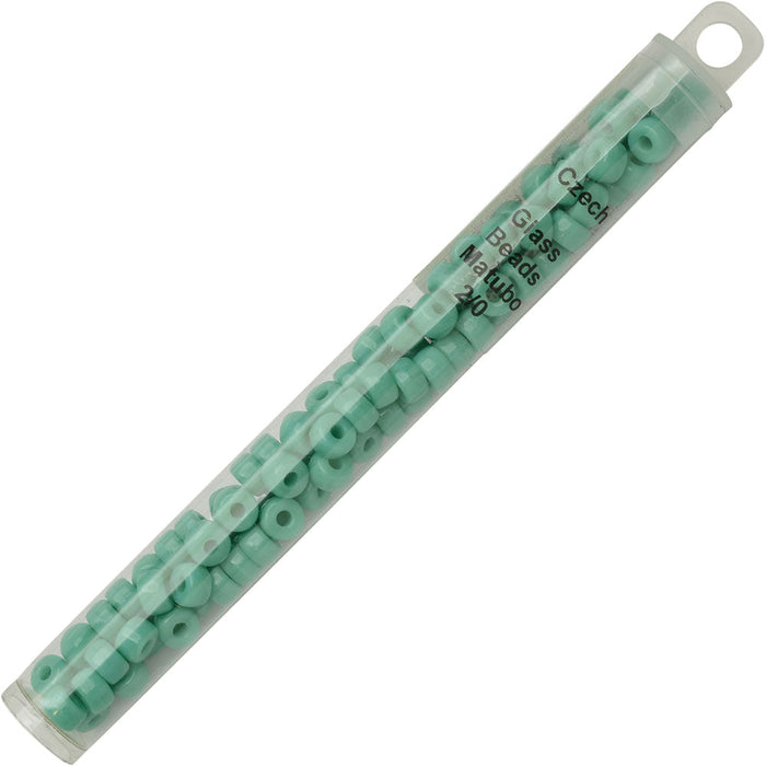 Czech Glass Matubo, 2/0 Seed Bead, Turquoise Green Opaque (20 Gram Tube)