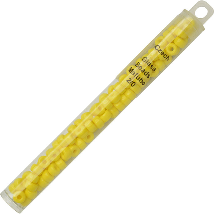 Czech Glass Matubo, 2/0 Seed Bead, Yellow Opaque (20 Gram Tube)