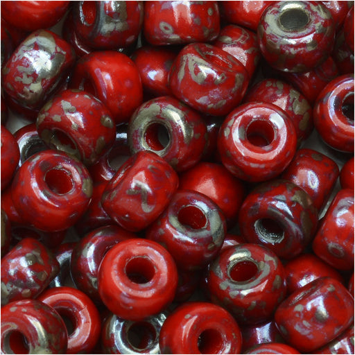 Czech Glass Matubo, 2/0 Seed Bead, Red Rembrandt (20 Gram Tube)