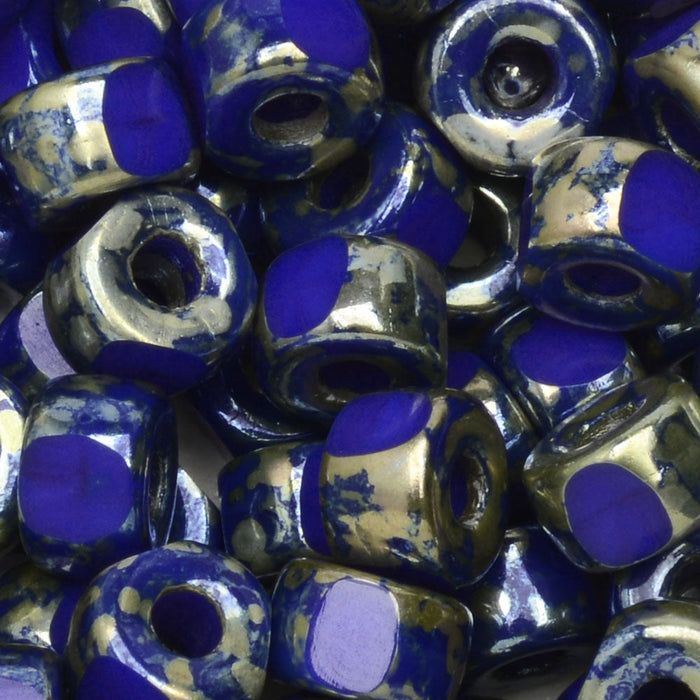 Czech Glass Matubo, Tri-Cut 2/0 Seed Bead, Opaque Blue Rembrandt (20 Gram Tube)