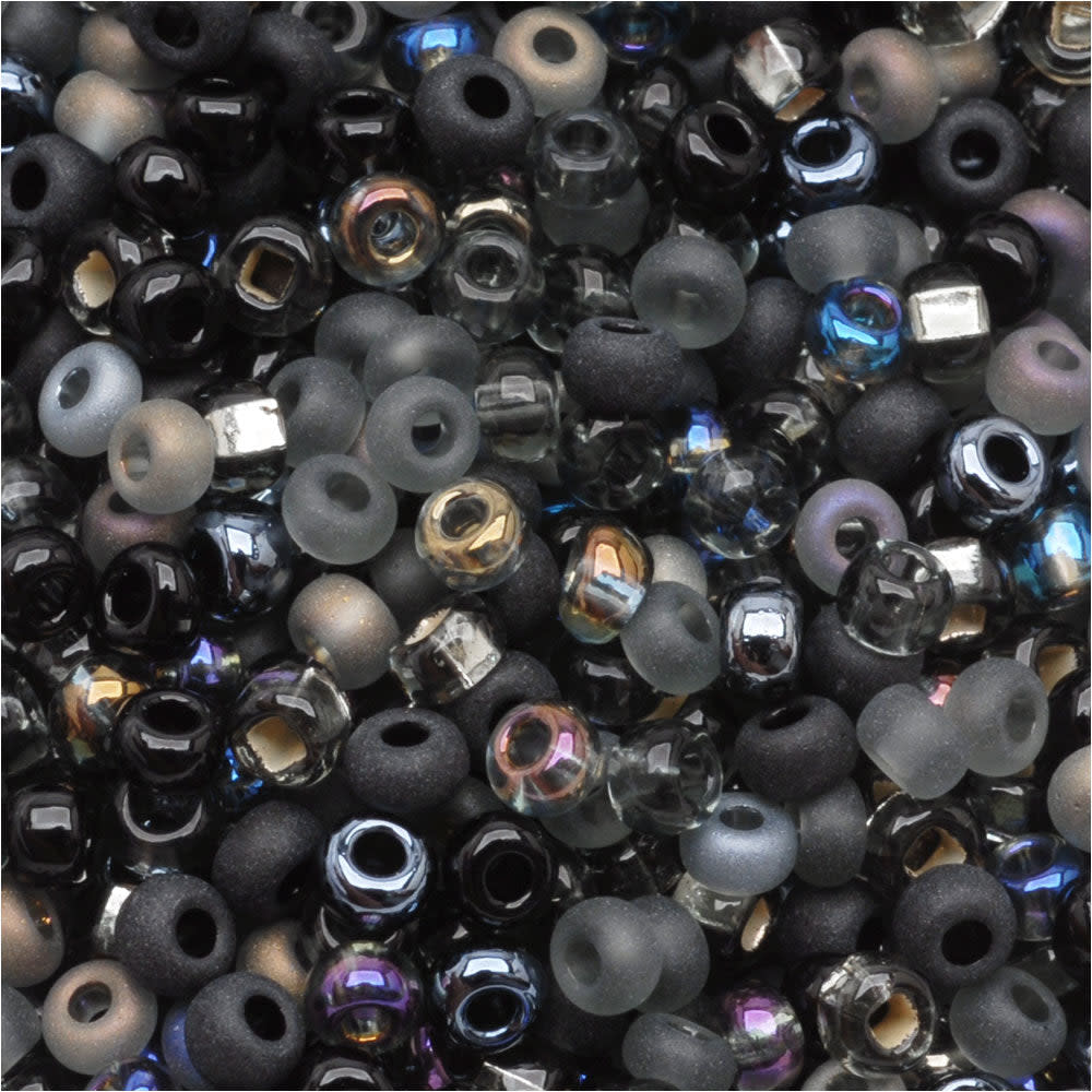 Czech Glass Seed Beads, 8/0 Round, Witches Brew Black Mix (1 Ounce)