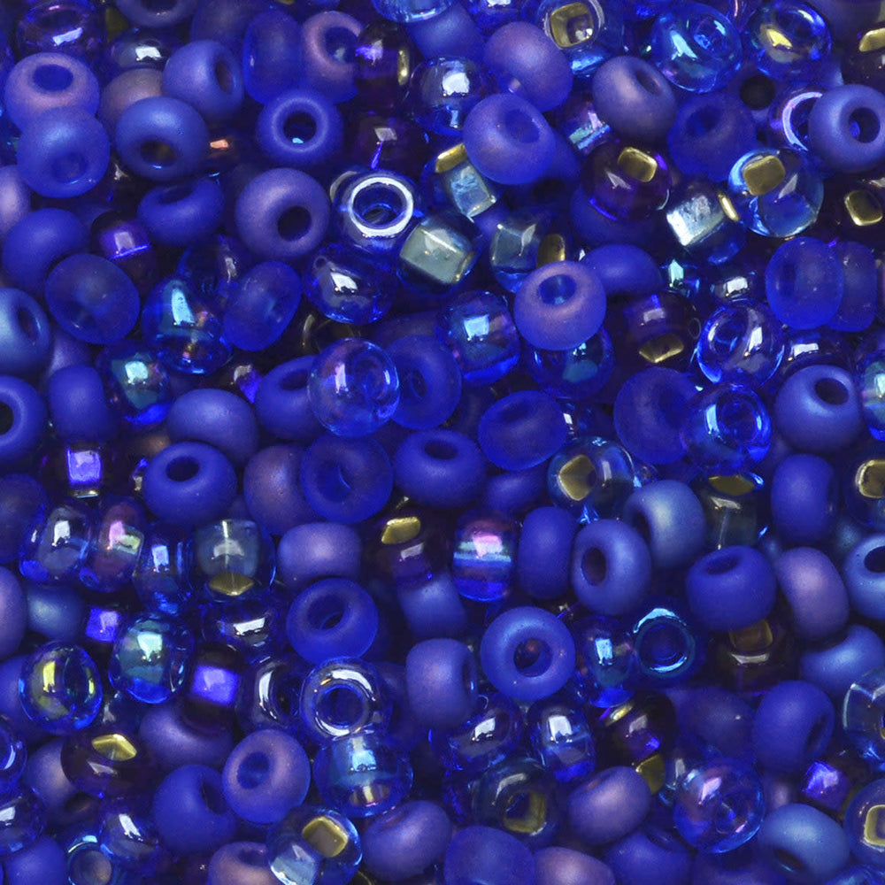 Czech Glass Seed Beads, 8/0 Round, Blue Moon Cobalt Mix (1 Ounce)