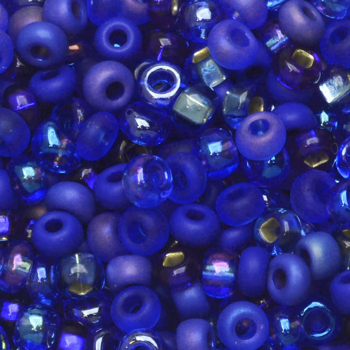 Czech Glass Seed Beads, 8/0 Round, Blue Moon Cobalt Mix (1 Ounce)