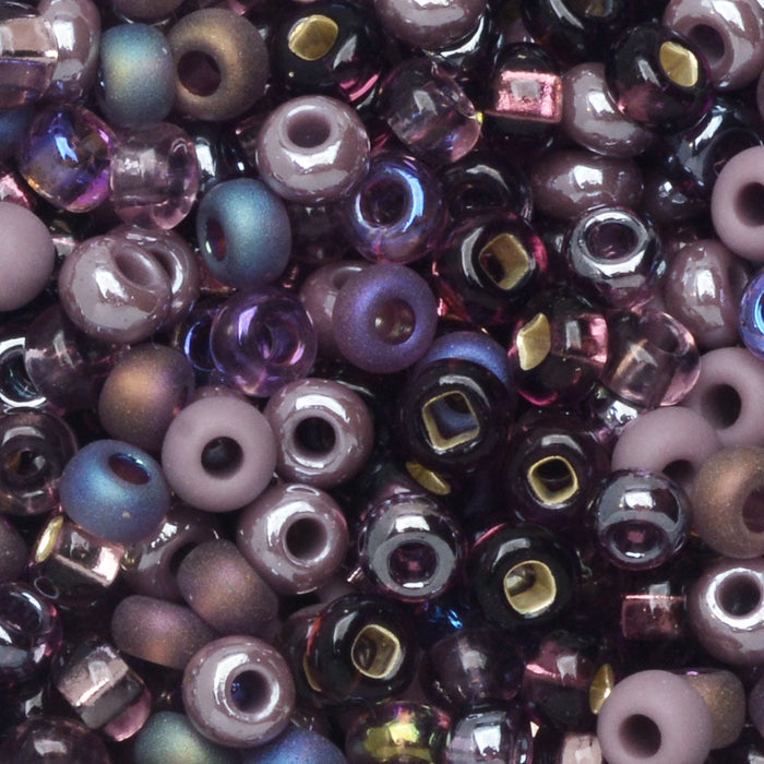 Czech Glass Seed Beads, 8/0 Round, Purple Passion Mix (1 Ounce)