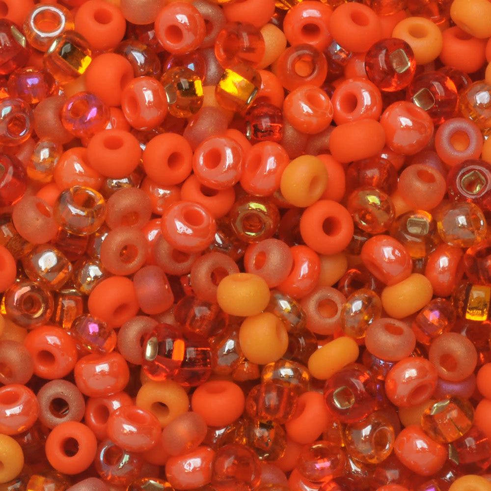 Czech Glass Seed Beads, 8/0 Round, L.A. Sunset Orange Mix (1 Ounce)