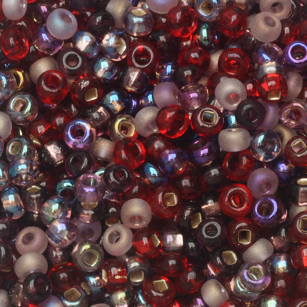 Czech Glass Seed Beads, 8/0 Round, Very Very Berry Mix (1 Ounce)