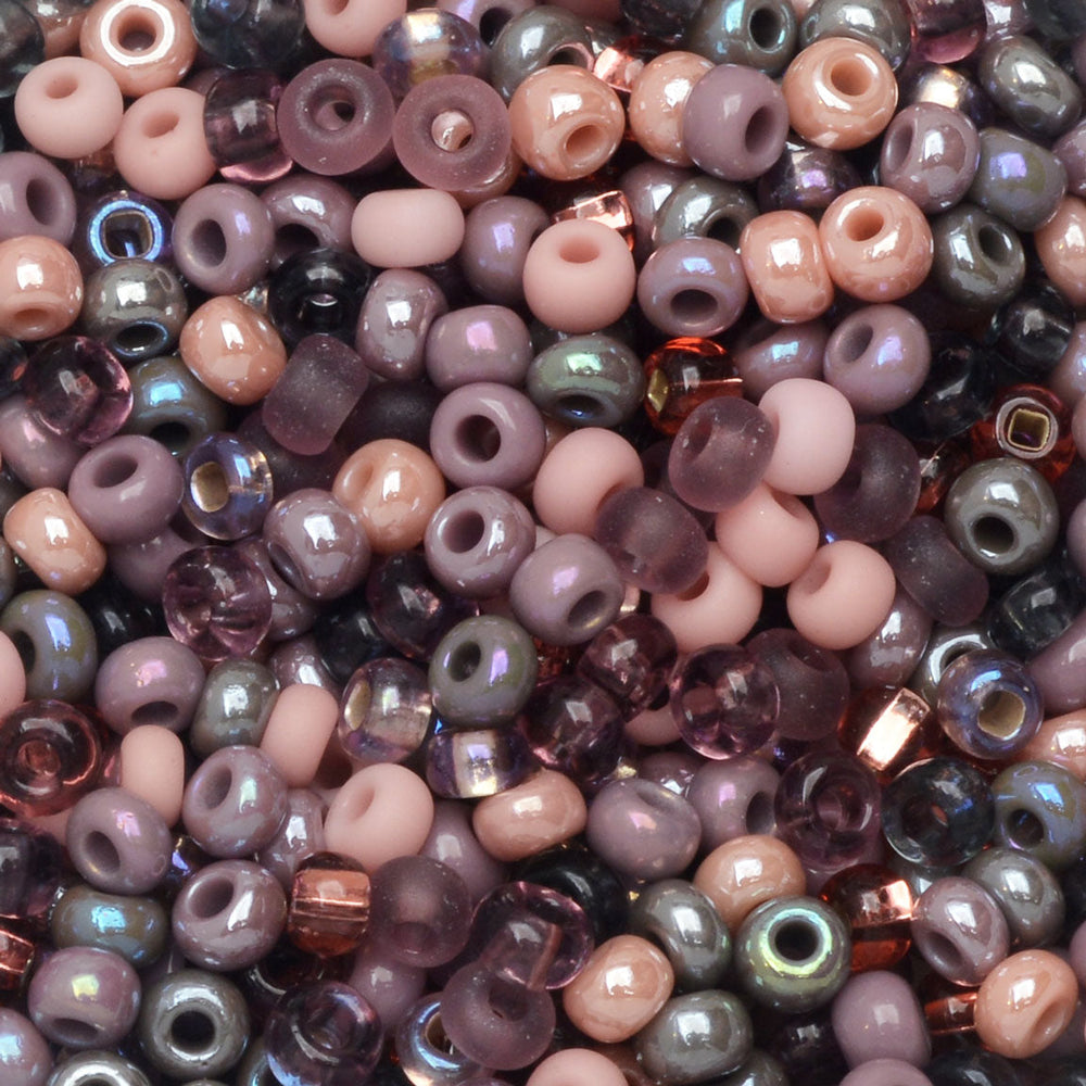 Czech Glass Seed Beads, 8/0 Round, Mauve Whispers Mix (1 Ounce)