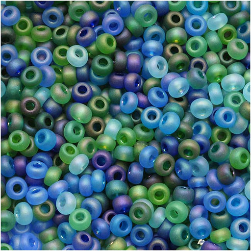 Czech Glass Seed Beads, 8/0 Round, Oceanic Matte Blue Green Mix (1 Ounce)