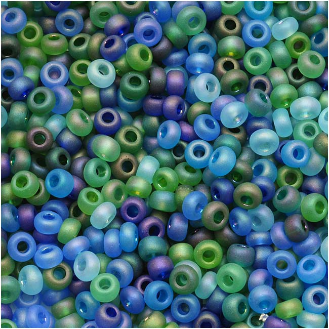Czech Glass Seed Beads, 8/0 Round, Oceanic Matte Blue Green Mix (1 Ounce)